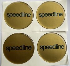 SPEEDLINE ALLOY WHEEL CENTRE CAP DOMED STICKERS X4 GT86 CELICA GOLD BLACK 70mm