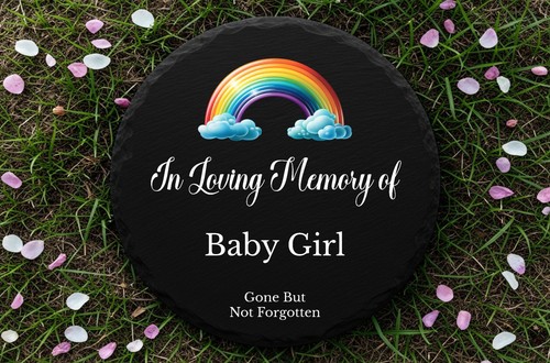 Round slate memorial - slate,
