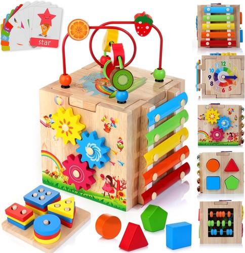 Wooden activity cube baby - activity,