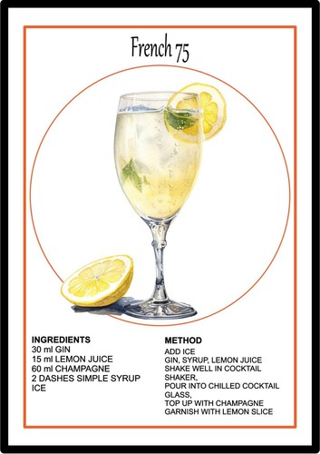 French cocktail print - 75,