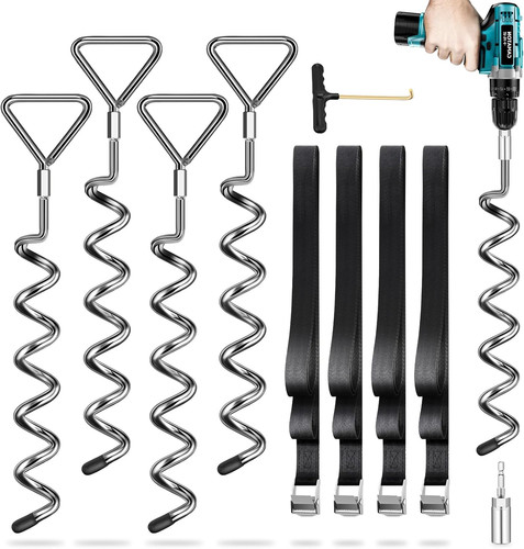 Ground anchor for trampoline - for,