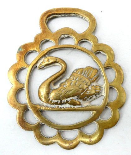 Brass horse swan motif - brass,