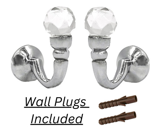 Curtain hook tie back crystal - back,