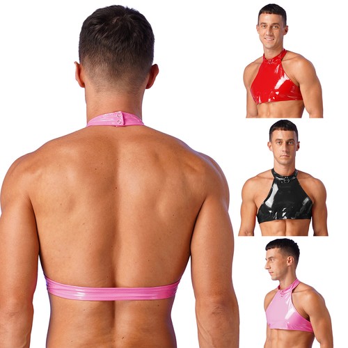 Men patent leather crop top - men's,