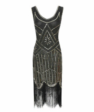 UK Great Gatsby Costume 1920's Cocktail Party Sequin Fringe Flapper Dress