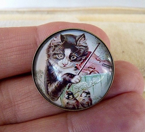 Gorgeous vintage painting - vintage, cat