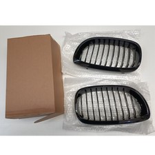 2x For BMW 3 Series E46 Coupe Gloss Black Front Kidney Grille 2003-2005 Facelift
