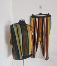 Zara striped co ord set size M top trousers ankle graze satin multicoloured READ