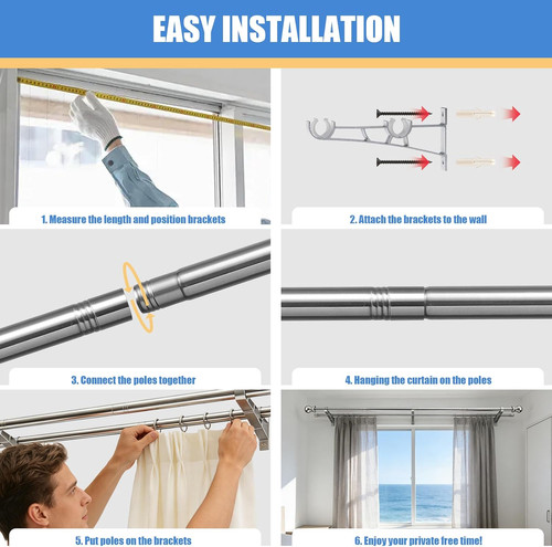 Double curtain poles - double,