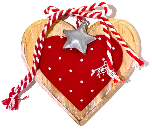 Red heart wood decorative - heart,