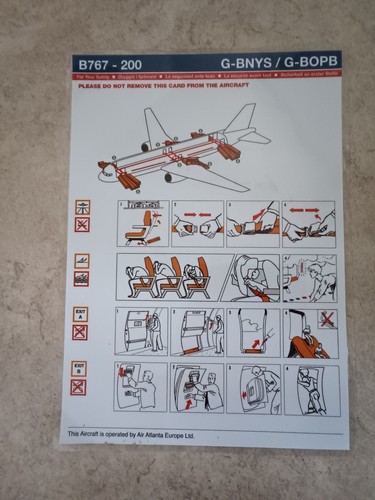 Airline safety cards