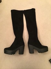 Black Faux Suede Thigh Length