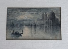 Small Vintage Watercolour Painting VENICE WITH GONDOLA Framed & Glazed