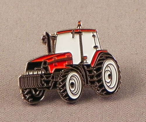 Red tractor vehicle enamel pin - enamel,