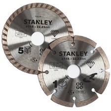 STANLEY 2x Diamond Cutting Blade Set 115mmx22.23mm STA38080-XJ