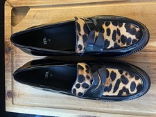 Zara Loafers -patient and faux fur . Never Worn -size 38