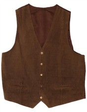 VINTAGE Mens Suede Waistcoat Large Brown Leather AM13