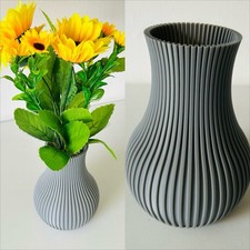 3D Printed Plastic Light Weight Modern Look Vase Grey Mini Artificial Flowers 🌹