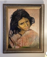 Phillip Naviasky ( 1893-1984) Antique Oil Portrait Of A Young Girl.