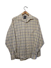 LAINE TAYLOR check shirt size 15.5" long sleeve cream checked