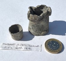 Antique Civil War Period Lead Musket Powder Measure + Another