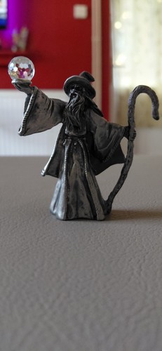 Vintage pewter wizard figurine - vintage,