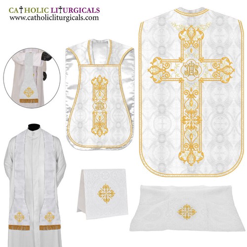 New white roman chasuble - white,