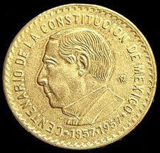 1957 GOLD MEXICO 8.33 GRAMS 10