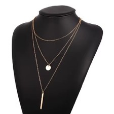 Ladies, girls,   3  layer Golden Necklace with  pendants.     Free postage