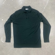 SUNSPEL Extra‑Fine Merino Polo Shirt- GREEN M MEDIUM - RRP £225 - 100% Wool Knit