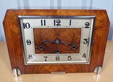 1940s Art Deco German Haller Walnut Whittington & Westminster Chime Mantle Clock