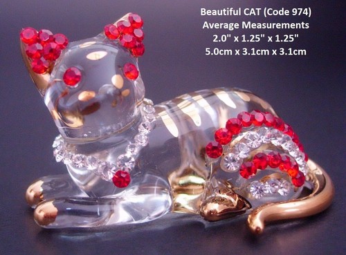 Crystal glass cat - crystal,