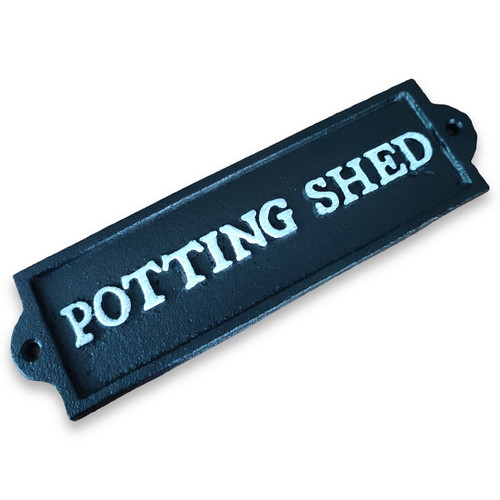 Cast iron sign potting shed - potting,