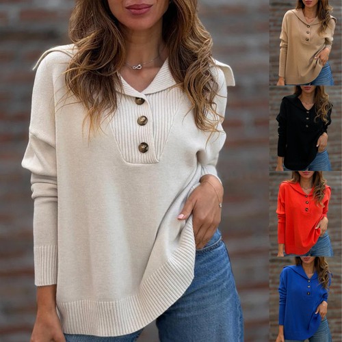 Womens loose casual button - womens, v