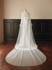 Shoulder Wedding Veils Tulle Cloak Brides Cathedral Long Bridal Lace Veil Cape