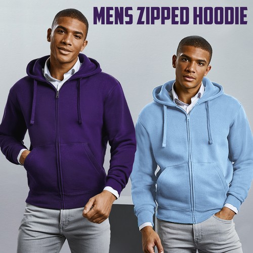 Mens plain zip hoodie - up,
