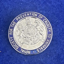 Vintage RSPCA Honorary Secretary Silver Tone & Enamel Pin Badge 30mm Diameter