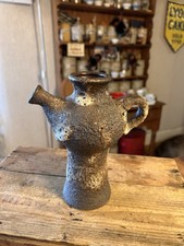 Vintage Lava-Textured West German Pottery Handled Vase / Jug - Great Glaze!
