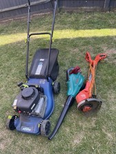 Petrol Lawnmower, Electric Grass Trimmer & Leaf Blower/Vacuum