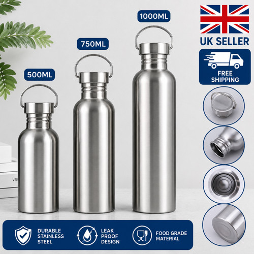 Stainless steel water bottle - steel,