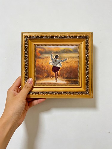 Braided girl running field - braided,