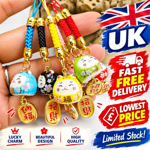 Lucky cat phone strap - cat, keychain