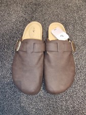 Mens Mule Sandal Brown Buckle Closed Toe Clog Bnwt New Clogs Holiday Slipper