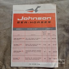 Vintage 1958 Johnson Seahorse Advertising Price Sheet Brochure