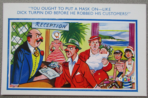 Comic postcard hotel recption - postcard,