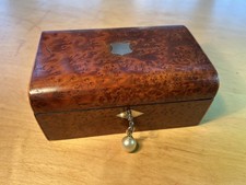 Beautiful Burr Walnut dome top box working lock key tray satin and velvet lining
