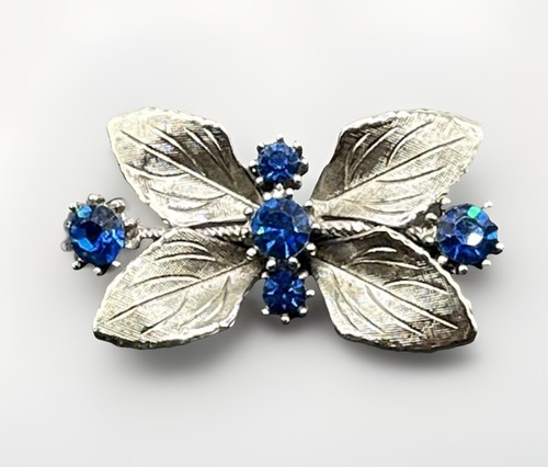 Vintage leaf blue rhinestone - leaf,