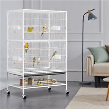 Large Budgie Cage Parrot Cage Flight Bird with Stand for Conure, White