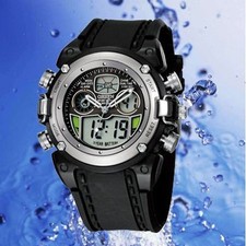 Ohsen AD0721 Watch Multifunction Digital & Analogue Water Resistant Sport Silver