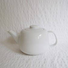Habitat Silo Teapot, Plain White Porcelain Ceramic Teapot, Minimalist Round